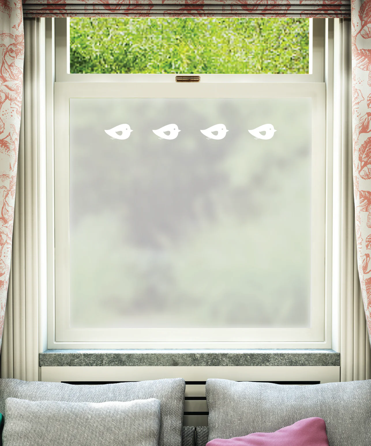 Flying Birds White Printed Pattern