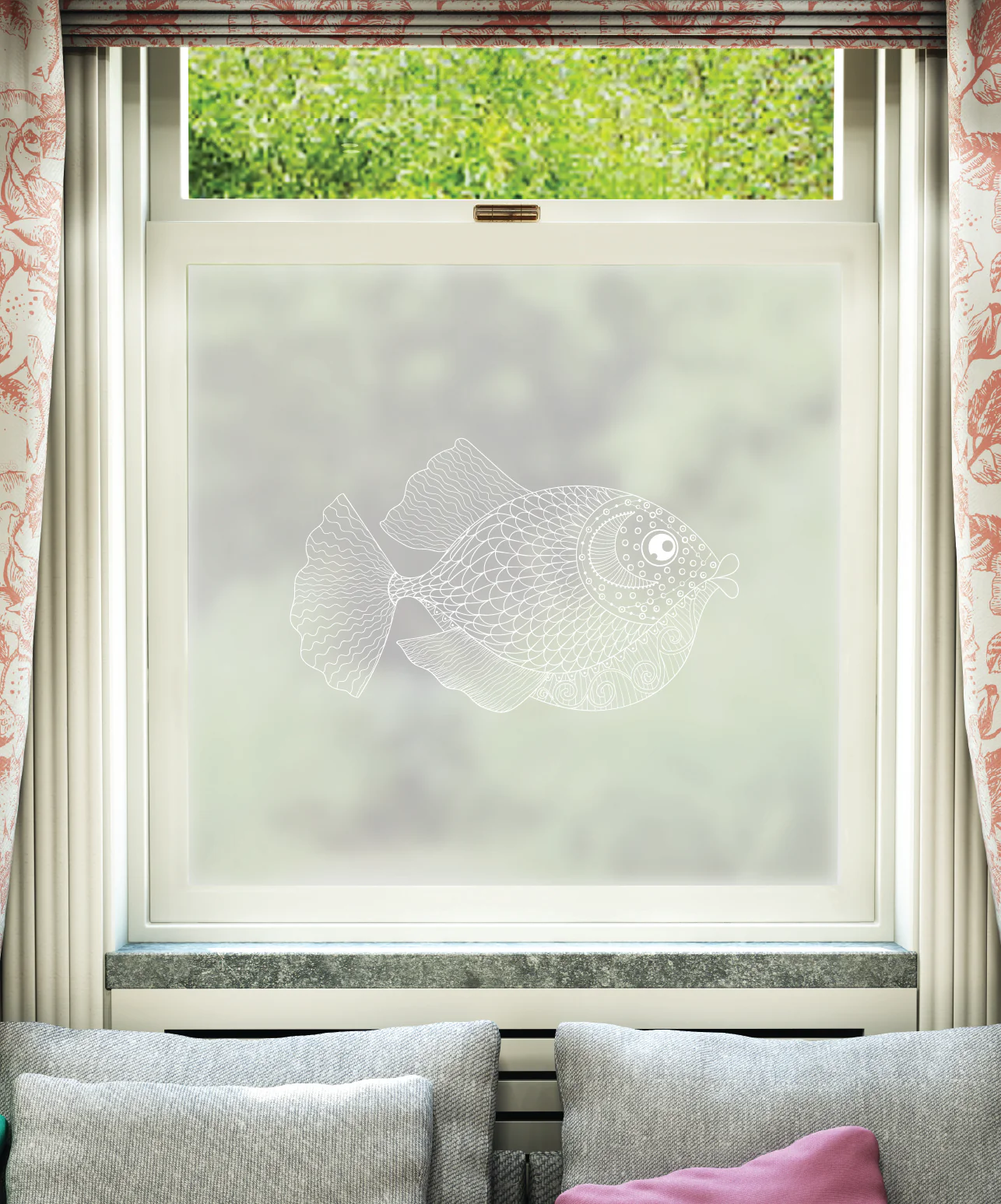Zentangle Fish White Printed Pattern