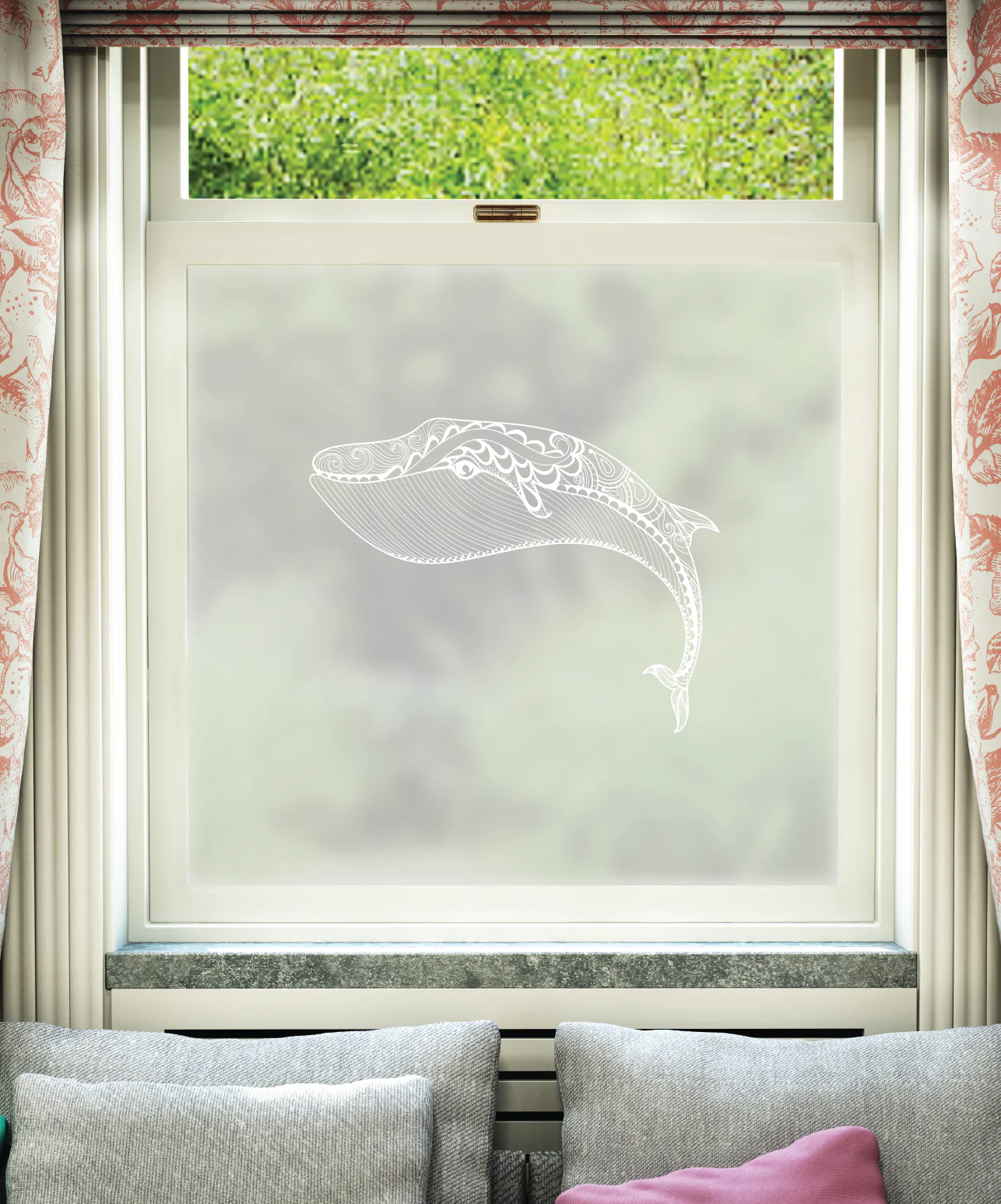 Zentangle Whale White Printed Pattern